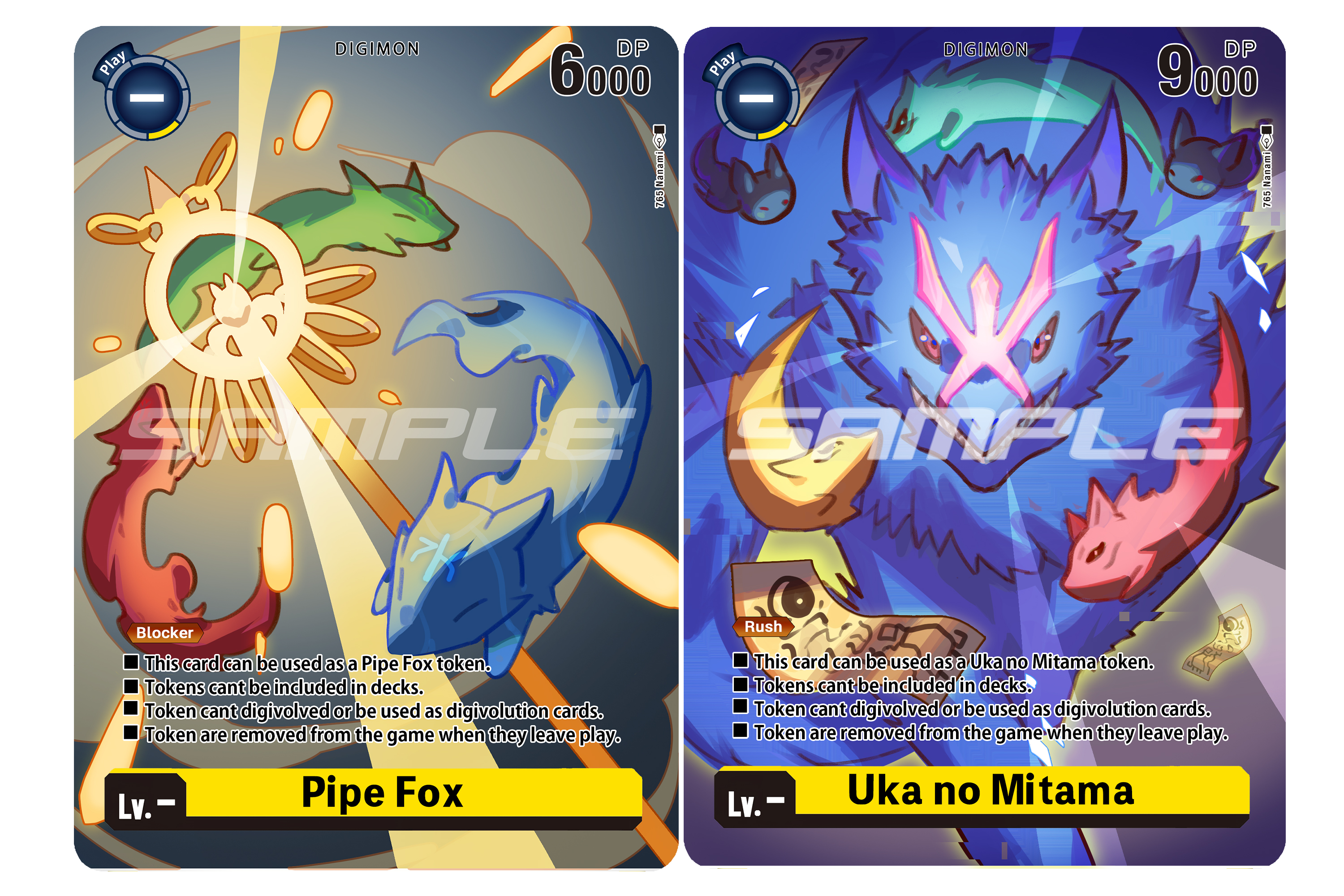 765 nanami, sakuyamon, sakuyamon x-antibody, digimon, digimon card game, energy, fox, staff, talisman, token (tcg)