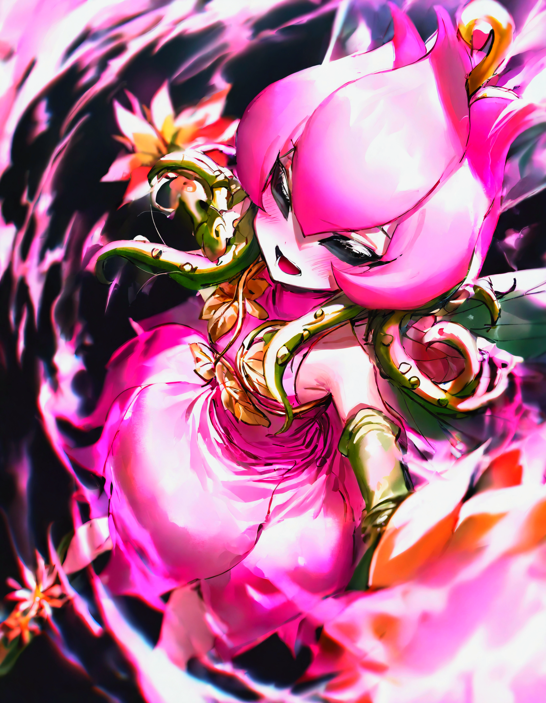 luby lili, lilimon, digimon, digimon (creature), flower, monster girl, petals, plant girl