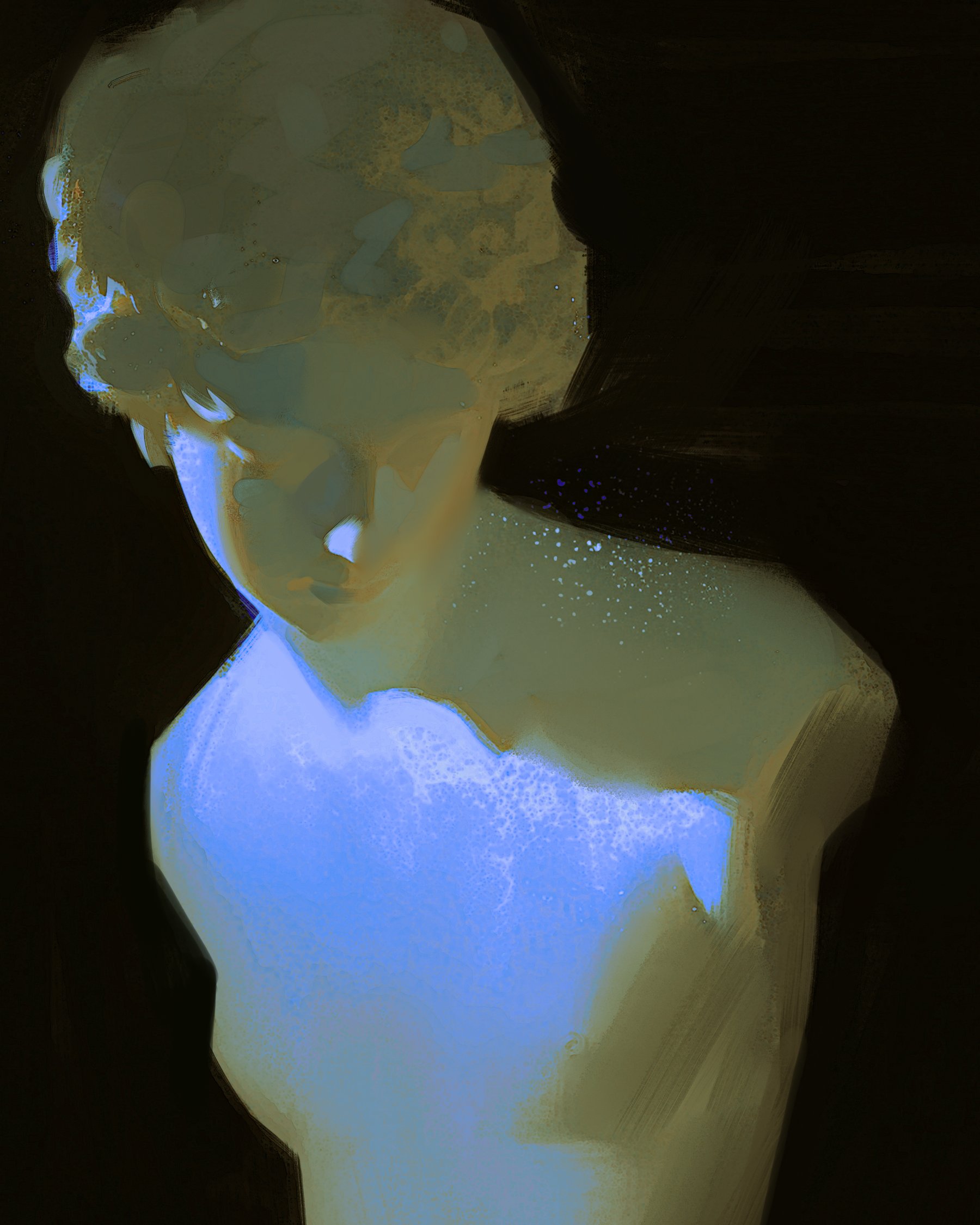yuming li, original, highres, black background, bust (sculpture), no humans, object focus, realistic, simple background