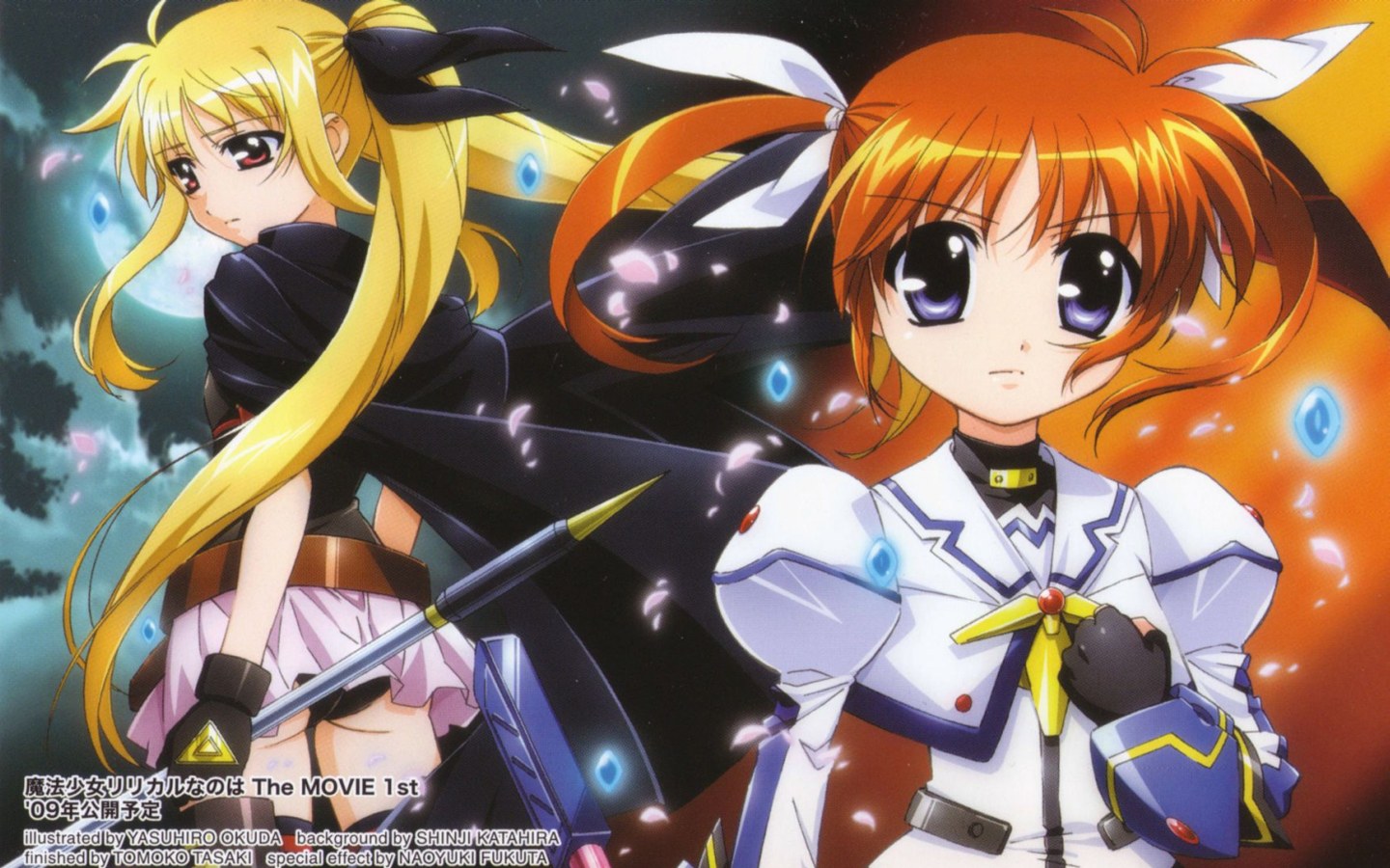 nanoha, fate testarossa, takamachi nanoha, lyrical nanoha, mahou shoujo lyrical nanoha, 00s, 2girls, gloves, multiple girls