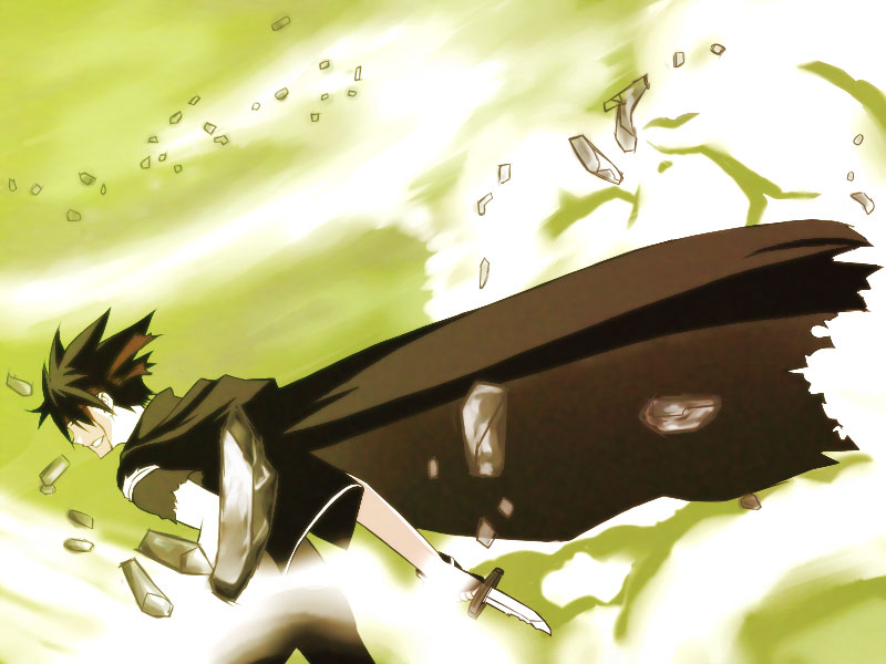 koma (pixiv), koma (pixiv340561), orphen, majutsushi orphen, bad id, bad pixiv id, 1boy, black hair, blood, cape, headband, knife, male focus, solo