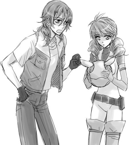 ririan, feldt grace, haro, lockon stratos, gundam, gundam 00, bad id, bad pixiv id, 00s, gloves, greyscale, monochrome, thighhighs