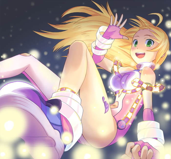 hakkaku shikimi, hoshii miki, idolmaster, idolmaster (classic), idolmaster 1, 00s, asymmetrical clothes, blonde hair, cosmic & funny (idolmaster), formal clothes, long hair, solo, suit