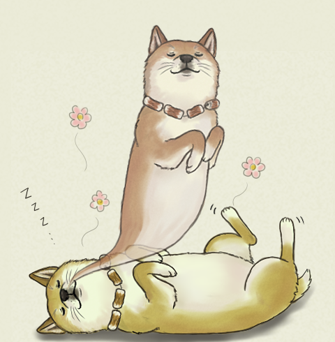 7c', lowres, animal focus, closed eyes, dog, giving up the ghost, jewelry, lying, necklace, shiba inu, sleeping