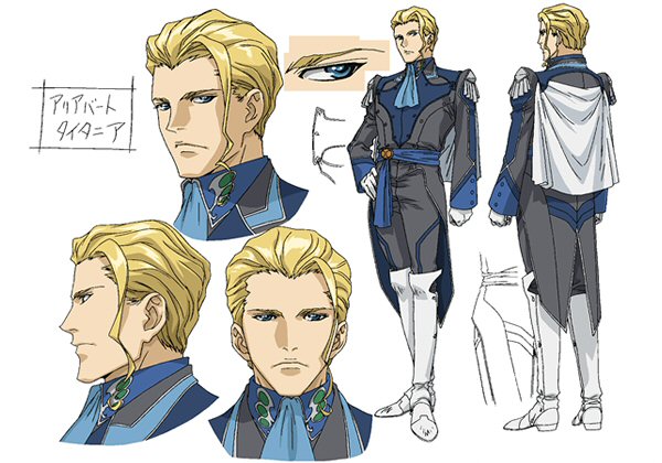 ariabart tytania, tytania, concept art, 1boy, armor, armored boots, blonde hair, boots, cape, full body, knee boots, looking at viewer, male focus, military, military uniform, multiple views, pants, standing