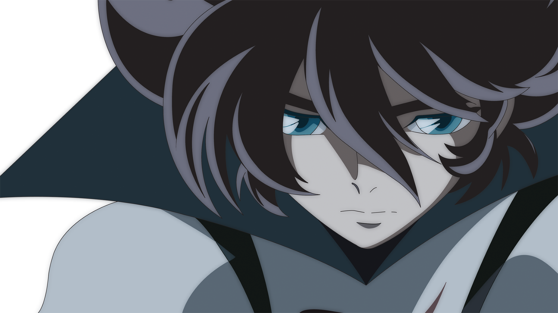 araki shingo, casshern, casshern (series), casshern sins, derivative work, highres, vector trace, 00s, 1boy, blue eyes, brown hair, male focus, solo, transparent background