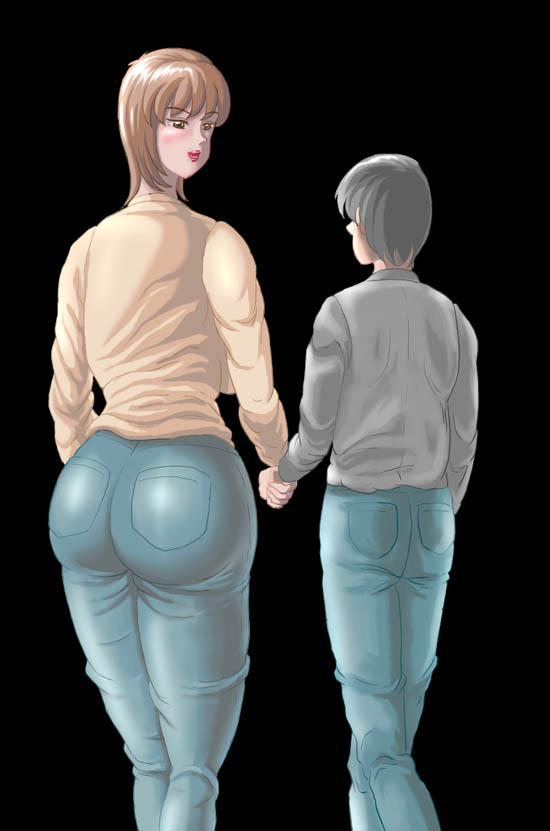 artist request, character request, copyright request, tagme, 1boy, 1girl, ass, denim, holding hands, jeans, pants