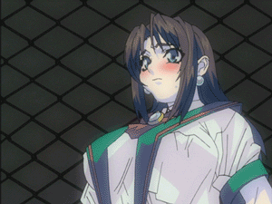 oobari masami, angel blade, breast hold, animated, animated gif, anime screenshot, lowres, 00s, 1girl, black hair, blush, bouncing breasts, bracelet, breast slip, breasts, brown hair, bursting breasts, covering breasts, covering privates, crossed arms, earrings, embarrassed, exploding clothes, female focus, green eyes, huge breasts, jewelry, large breasts, long hair, nipples, no bra, open mouth, school uniform, serafuku, solo, surprised, tearing clothes, torn clothes