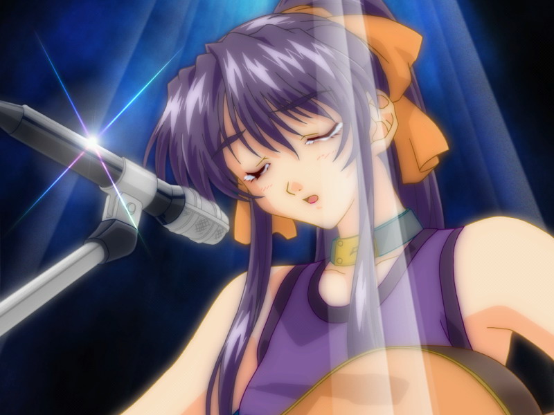 matsuoka chie, sentimental graffiti, 1990s (style), acoustic guitar, closed eyes, concert, guitar, instrument, microphone, microphone stand, music, retro artstyle, singing, solo, tears