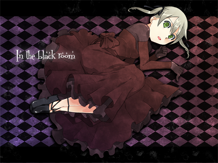 hishiki, maka albarn, soul eater, bad id, bad pixiv id, 00s, blonde hair, dress, gloves, green eyes, long hair, solo, twintails