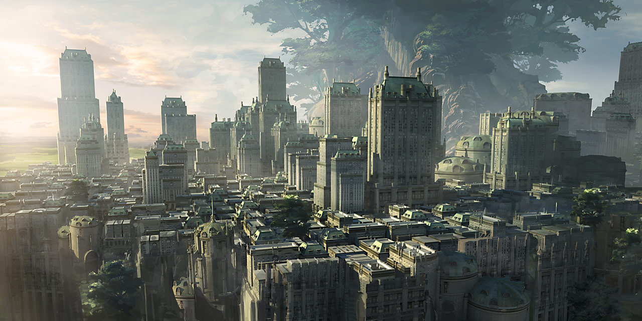 nouzui, original, light, bad id, bad pixiv id, city, cityscape, cloud, cloudy sky, landscape, no humans, scenery, sky, sunrise, tree