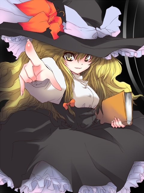 ichifuji nitaka, nitaka, kirisame marisa, touhou, 1girl, blonde hair, book, female focus, flower, hat, solo, witch, witch hat, yellow eyes