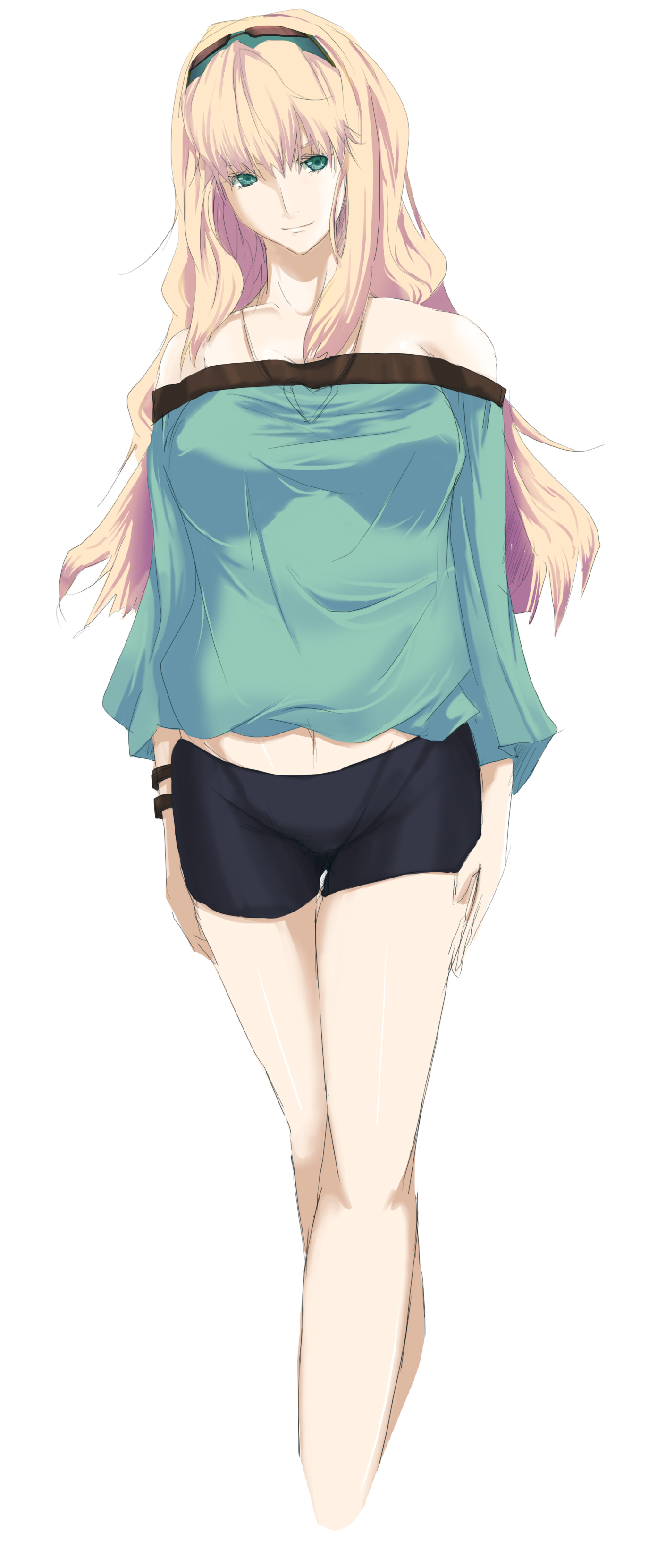 hukahire, sheryl nome, macross, macross frontier, absurdres, highres, 00s, bare shoulders, blonde hair, bracelet, green eyes, hairband, jewelry, solo