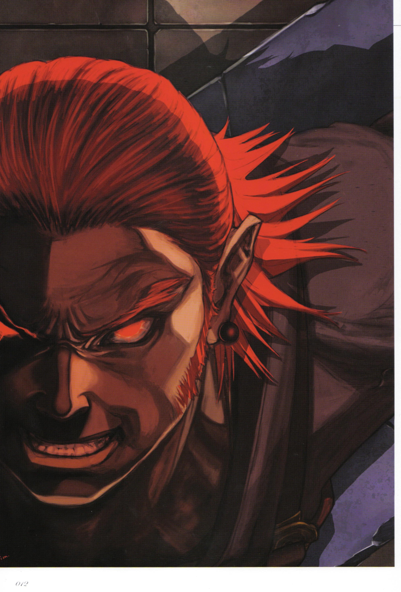 fujisaka kimihiko, inuart, drag-on dragoon, drag-on dragoon 1, non-web source, official art, 1boy, male focus, red hair, short hair, solo