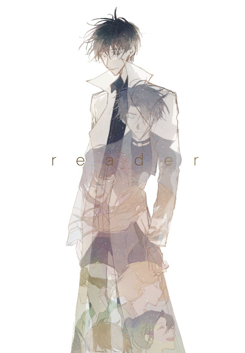 han sooyoung, jung heewon, kim dokja, lee gilyoung, lee hyunsung, lee jihye, shin yoosung, yoo joonghyuk, omniscient reader's viewpoint, character request, check character, 3boys, 3girls, black eyes, black hair, black shirt, blonde hair, breathing742105, closed eyes, coat, crew neck, english text, everyone, hair bun, hat, looking at viewer, multiple boys, multiple girls, open clothes, open coat, open mouth, popped collar, shirt, short hair, standing, superimposition, white coat