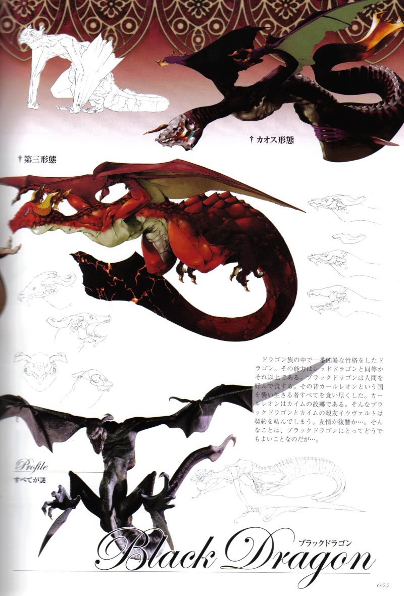 fujisaka kimihiko, angel (drag-on dragoon), drag-on dragoon, drag-on dragoon 1, concept art, non-web source, official art, character name, dragon, no humans, page number