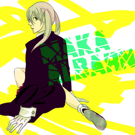 zero takahashi, maka albarn, soul eater, 00s, blonde hair, coat, gloves, green eyes, solo, trench coat, twintails