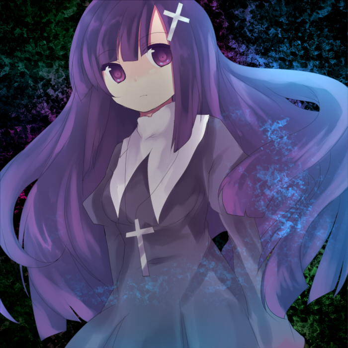 eiko (pixiv), eiko (tukino), zange, kannagi, bad id, bad pixiv id, 00s, 1girl, cross, female focus, long hair, solo