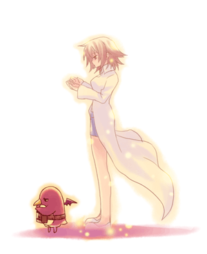 tsuyuka (sunny spot), laharl's mother, prinny, disgaea, nippon ichi, lowres, spoilers, 1girl, brown hair, dual persona, female focus, solo, wings