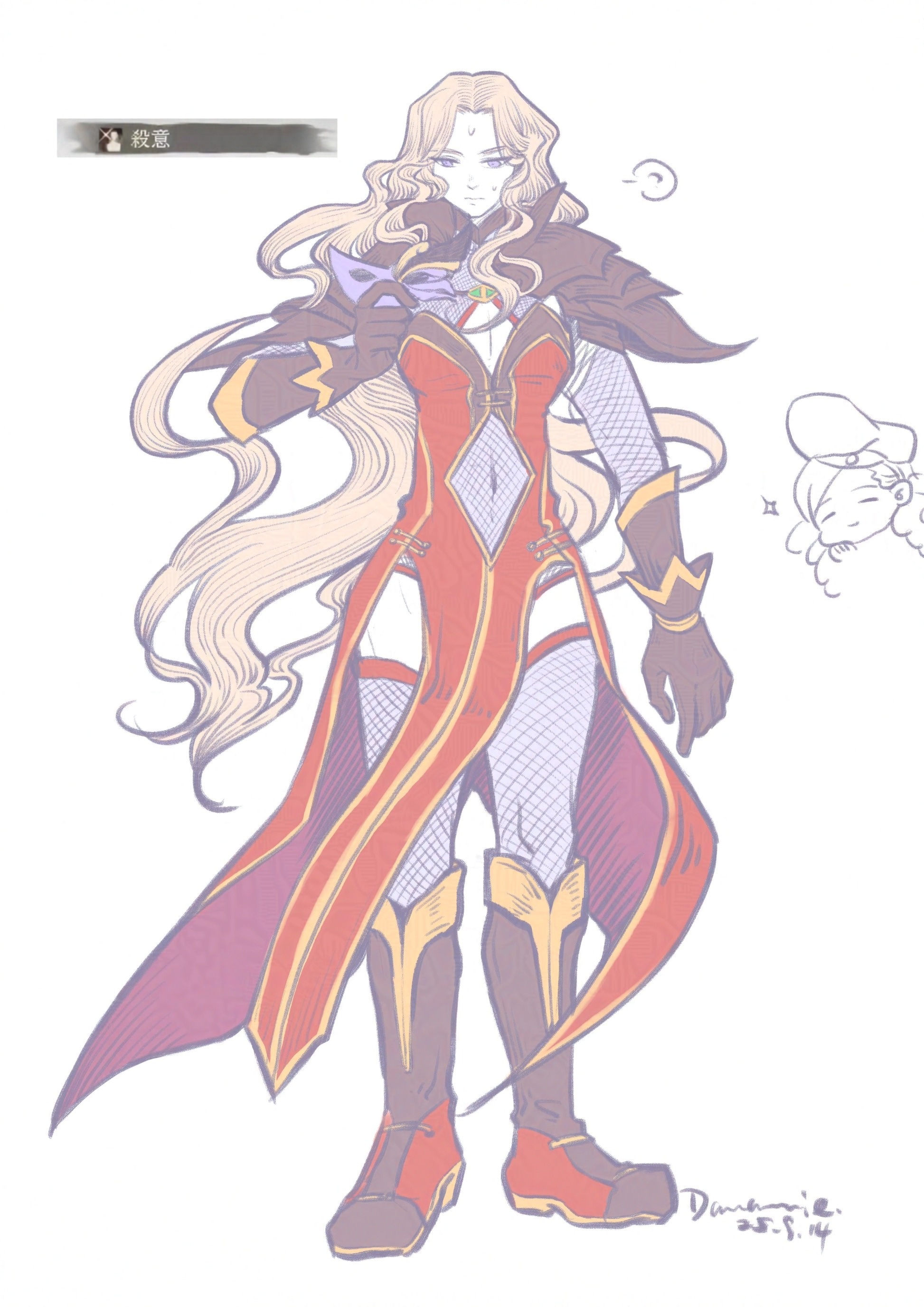 danannie, dietrich (fire emblem), fire emblem, fire emblem: fortune's weave, nintendo, absurdres, highres, 1boy, alternate costume, blonde hair, crossdressing, fishnet pantyhose, fishnets, long hair, looking at viewer, pantyhose, very long hair