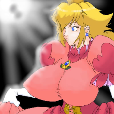 yuuta (artist), yuuta (hekirkei), princess peach, mario (series), nintendo, bad id, bad pixiv id, lowres, 1girl, blonde hair, breasts, female focus, huge breasts, solo