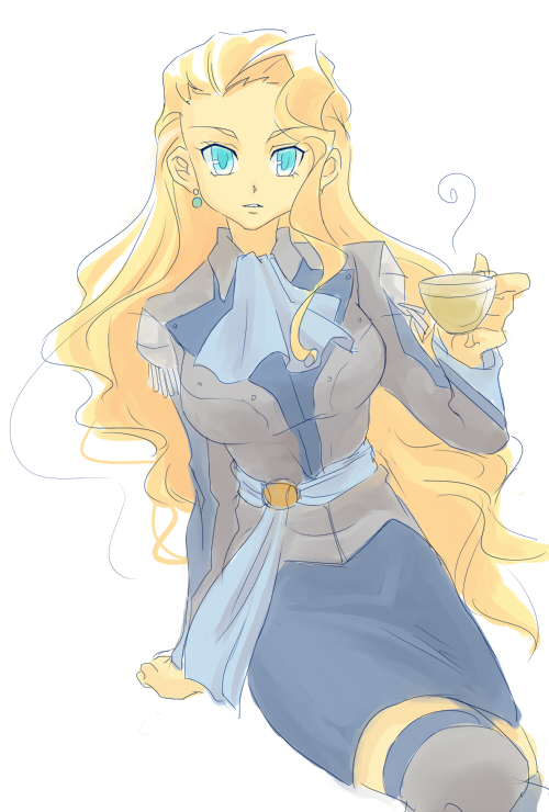 hanzi, ariabart tytania, tytania, bad id, bad pixiv id, 1girl, blonde hair, female focus, genderswap, genderswap (mtf), long hair, solo, thighhighs