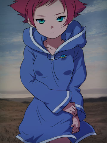 senntakuya, kumatora, mother (series), mother 3, nintendo, lowres, 1girl, female focus, green eyes, hood, hoodie, jewelry, pendant, pink hair, short hair, solo