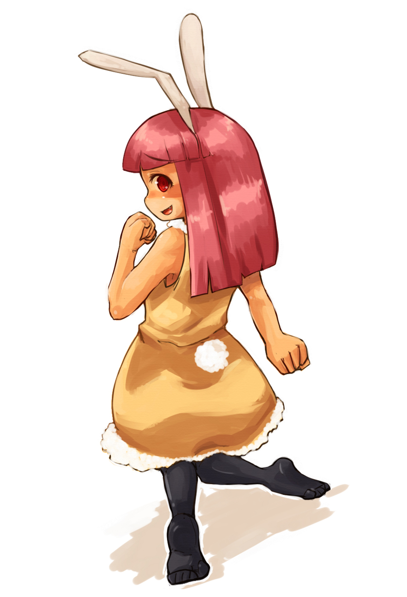 nekotei, nekotewi, rabi-tan, kumatanchi, highres, animal ears, kneeling, pantyhose, rabbit ears, solo, tail