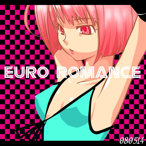 8bee, beatmania iidx, beatmania iidx 13 distorted, bemani, bad id, bad pixiv id, lowres, armpits, arms up, pink eyes, pink hair, short hair, solo, tank top