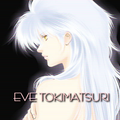 yuzuru saeki, eve tokimatsuri, tokimatsuri eve, megazone 23, 1980s (style), lowres, 1girl, blue hair, cyberpunk, female focus, long hair, oldschool, retro artstyle, solo, topless female, white hair, yellow eyes
