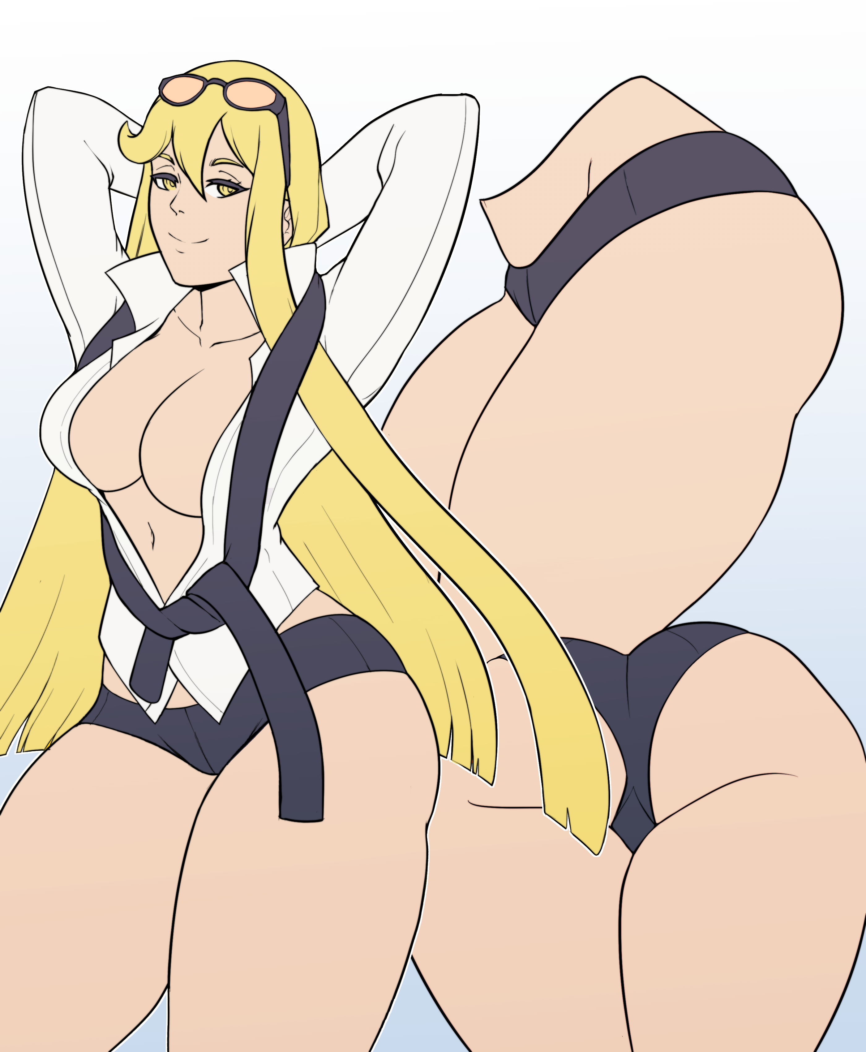 artistic madman, kuremi kyouko, digimon, digimon story: cyber sleuth, 1girl, blonde hair, breasts, large breasts, long hair