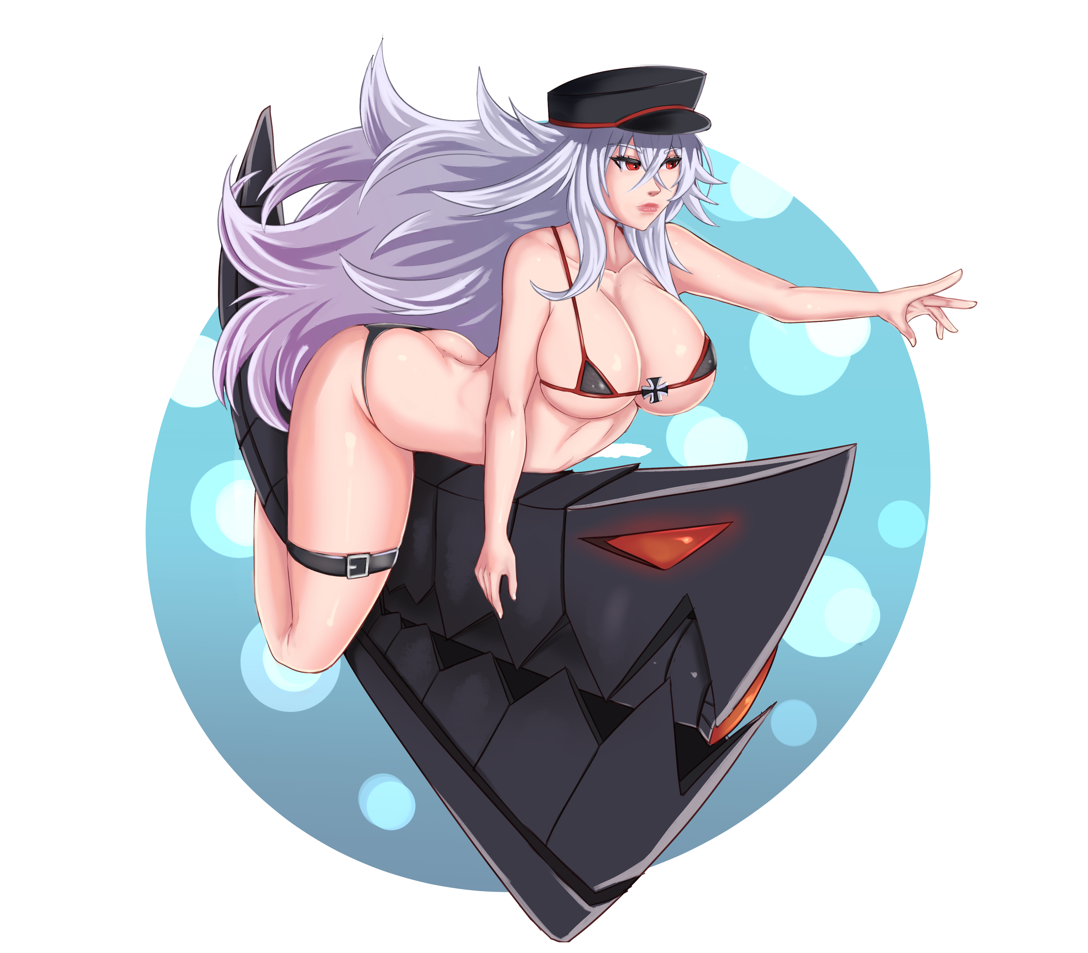 artistic madman, graf zeppelin (azur lane), azur lane, 1girl, breasts, large breasts, long hair
