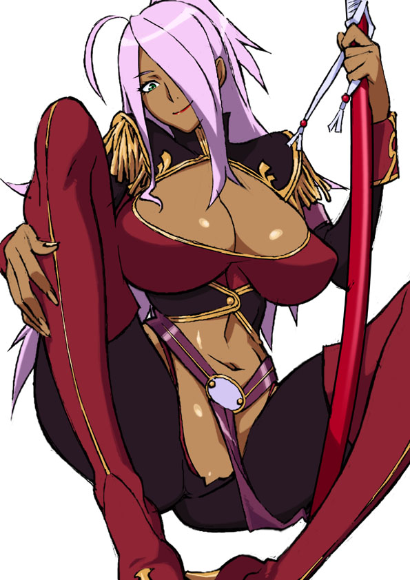 garnet mclane, dragonaut, 1girl, breasts, dark-skinned female, dark skin, large breasts, long hair, smile, solo