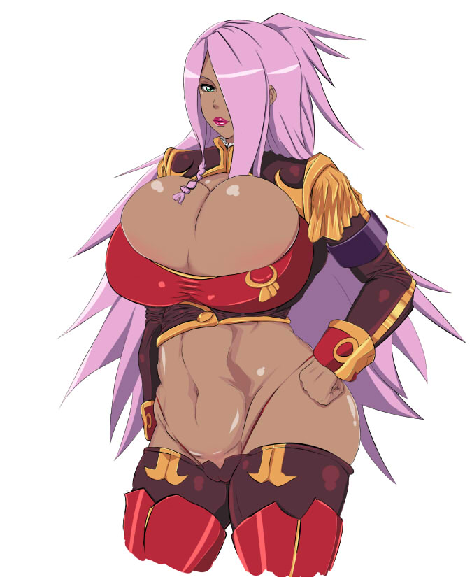 garnet mclane, dragonaut, 1girl, breasts, dark-skinned female, dark skin, huge breasts, long hair