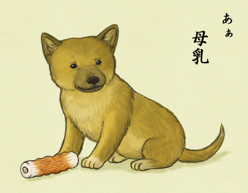 7c', bad id, bad pixiv id, lowres, translated, animal focus, baby animal, dog, food, no humans, puppy, shiba inu, simple background