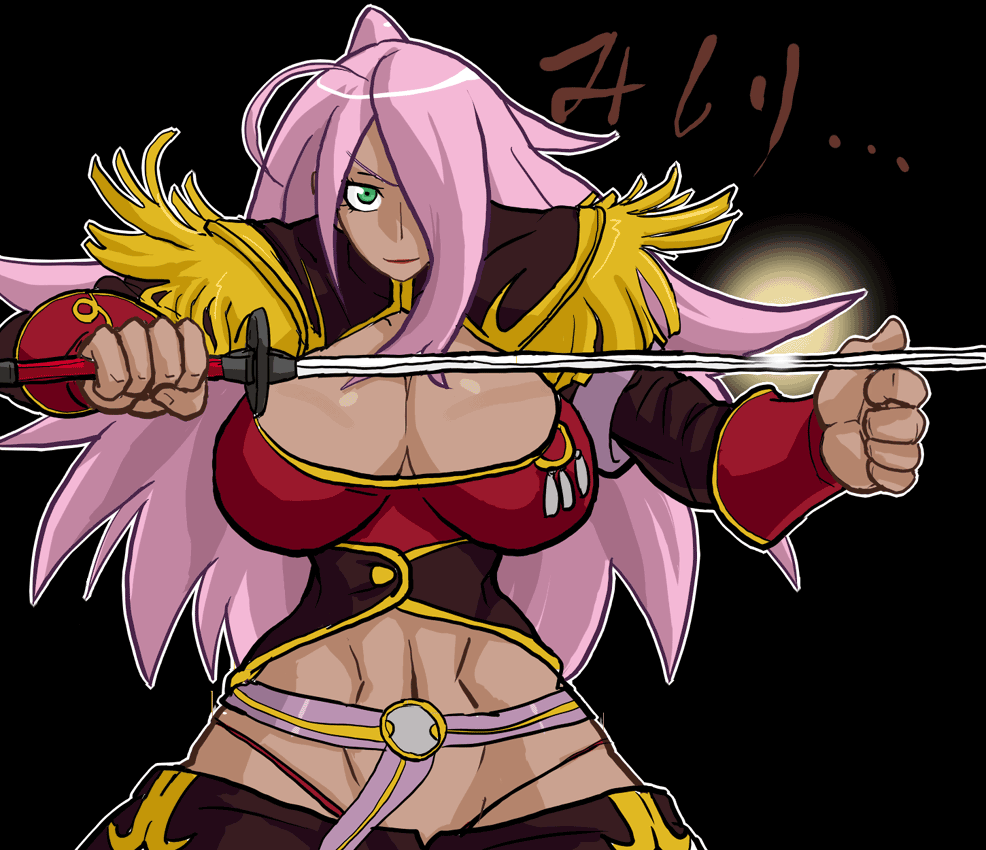 histamine c, garnet mclane, dragonaut, 1girl, 2007, breasts, dark-skinned female, dark skin, huge breasts, long hair, solo, sword, weapon