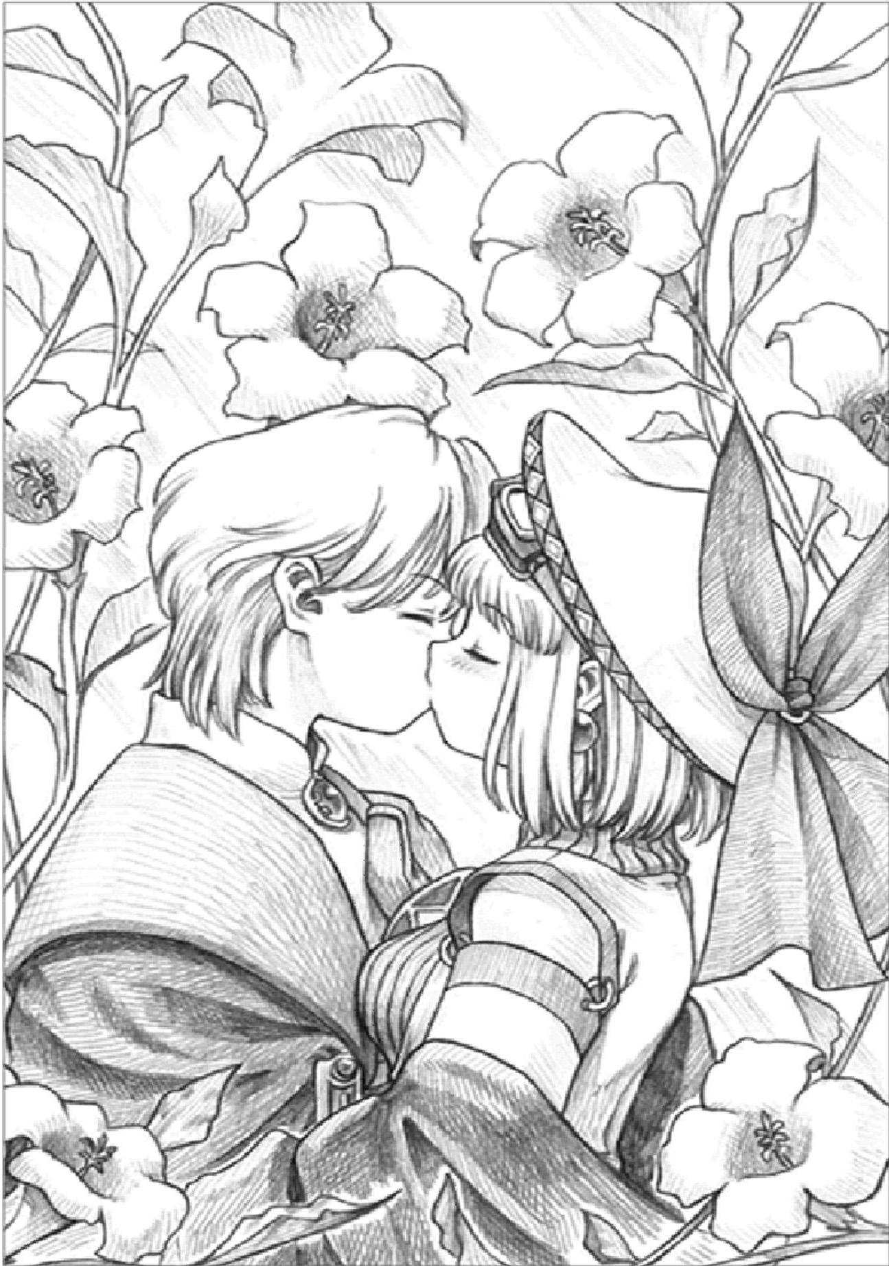 cornet espoir, ferdinand marl e, marl kingdom, nippon ichi, puppet princess (marl kingdom), highres, 1boy, greyscale, monochrome