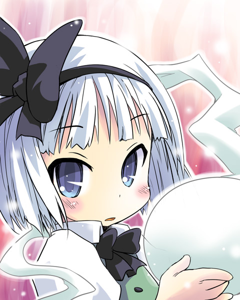 ham (points), konpaku youmu, konpaku youmu (ghost), touhou, silver hair, 1girl, blue eyes, female focus, hitodama, loli, short hair, solo