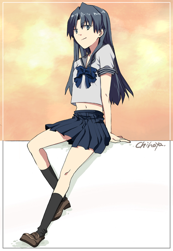 orito, kisaragi chihaya, idolmaster, idolmaster (classic), idolmaster 1, 00s, 1girl, female focus, school uniform, serafuku, solo