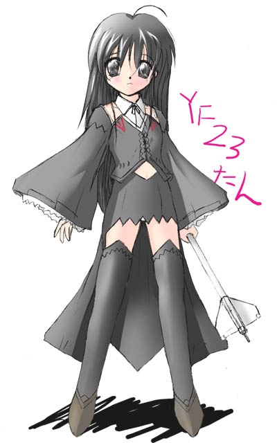 nou shiroppu, yf-23, original, jet, 1girl, ahoge, aircraft, airplane, female focus, mecha musume, military, missile, personification, solo, thighhighs, zettai ryouiki