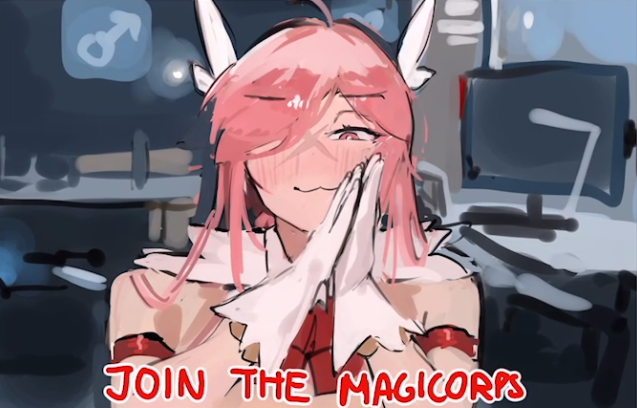 alterkyon, original, 1boy, english text, gloves, long hair, male focus, own hands together, pink eyes, pink hair, scene reference, tadakuni (alterkyon), trap, war of the worlds (2025), white gloves