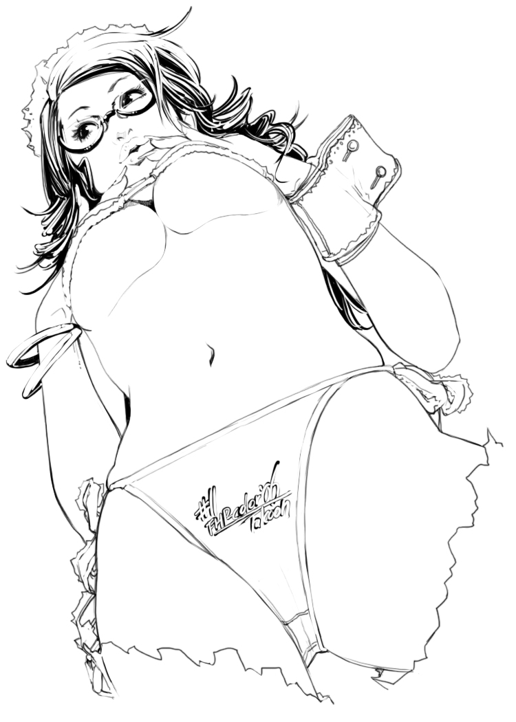 falcoon, original, 1girl, breasts, female focus, greyscale, large breasts, monochrome, panties, solo, underboob, underwear