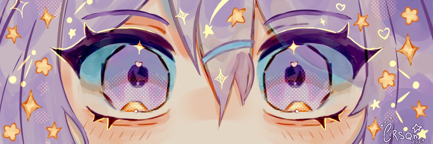 original, commentary, commission, english commentary, vgen commission, 1girl, artist name, cirsqn, close-up, double-parted bangs, eye focus, hair between eyes, hair ornament, looking at viewer, purple eyes, purple hair, solo, straight-on