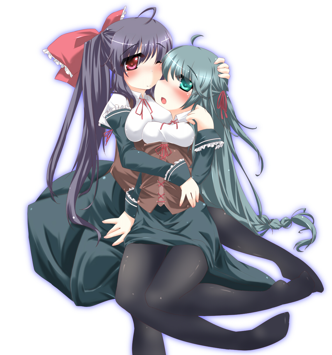 alfred (artist), highres, tagme, dress, long hair, maid, pantyhose