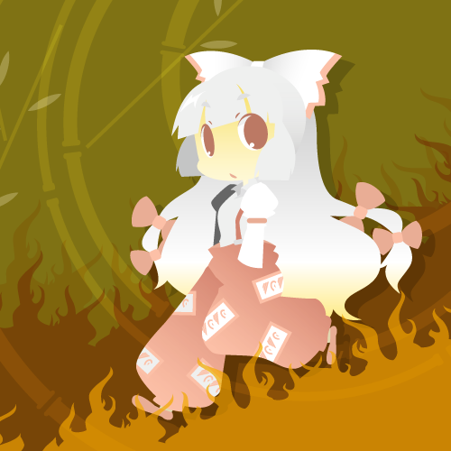 misaki, misaki (1n1m), fujiwara no mokou, touhou, lowres, 1girl, chibi, female focus, full body, solo