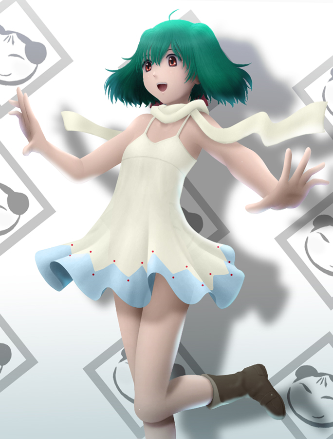 siraha, ranka lee, macross, macross frontier, bad id, bad pixiv id, 00s, green hair, red eyes