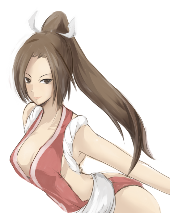 kosumo, shiranui mai, fatal fury, snk, the king of fighters, bad id, bad pixiv id, 1girl, breasts, brown hair, cleavage, female focus, large breasts, solo