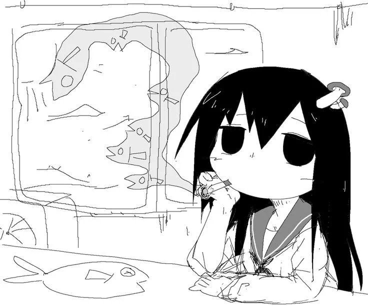 original, 1girl, cigarette, greyscale, jitome, long hair, monochrome, nepcel, school uniform, serafuku, solo