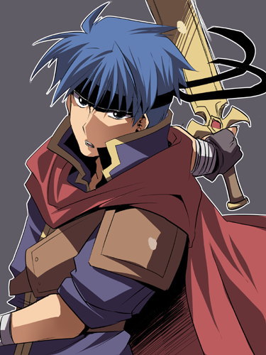 ike (fire emblem), fire emblem, fire emblem: path of radiance, fire emblem: radiant dawn, nintendo, lowres, blue hair, cape, headband, male focus, solo, sword, weapon