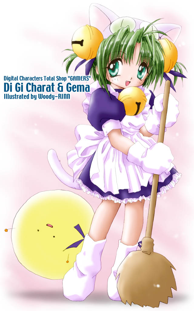 dejiko, gema, di gi charat, animal ears, bell, cat ears, cat tail, tail